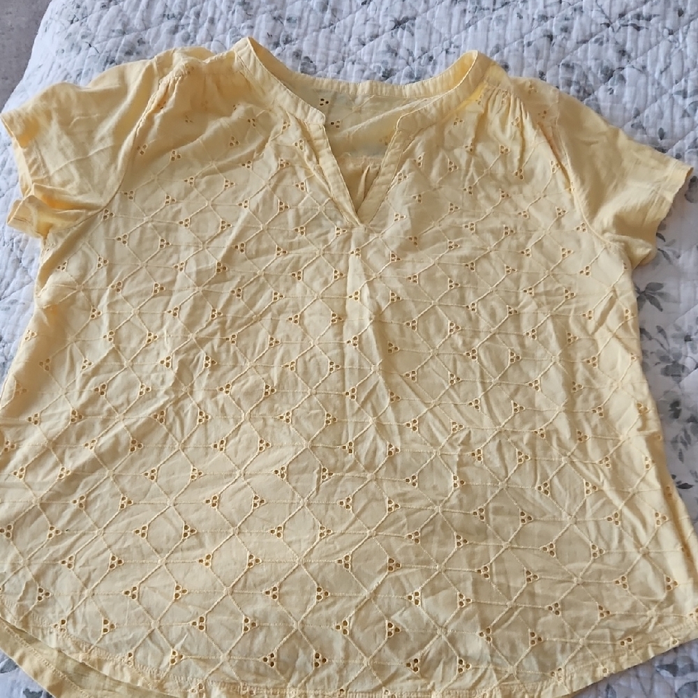 St. John's Bay Butter Yellow Eyelet Cotton Top